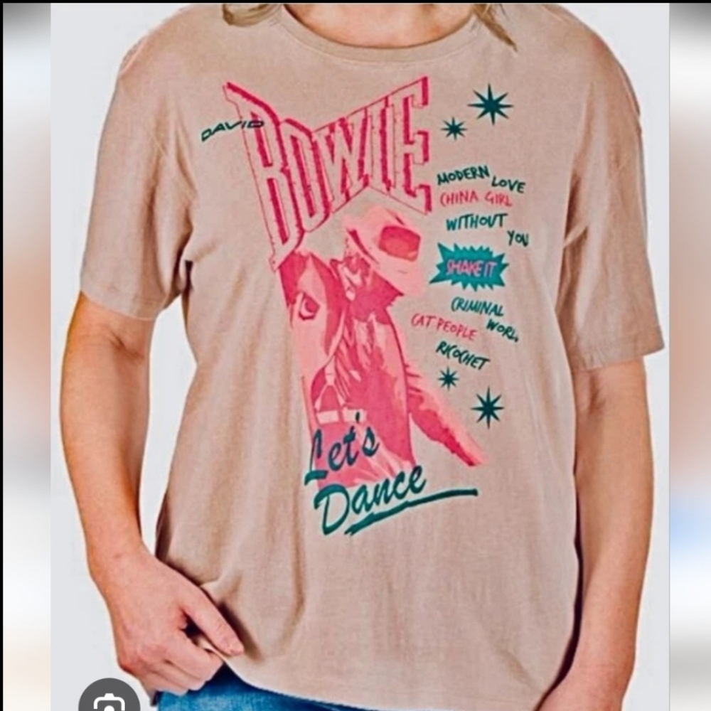 DAVID BOWIE Let's Dance Official Lisensed Band Tee Tan CottonShirt Size Small